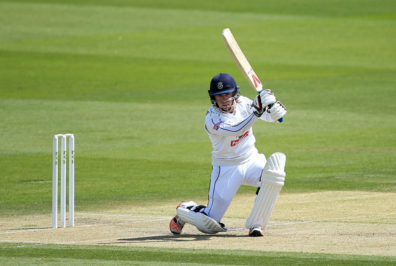 Adam Wheater drives on his way to a century, Sussex v Hampshire, County Championship Division One, Hove, 2nd day, June 8, 2015