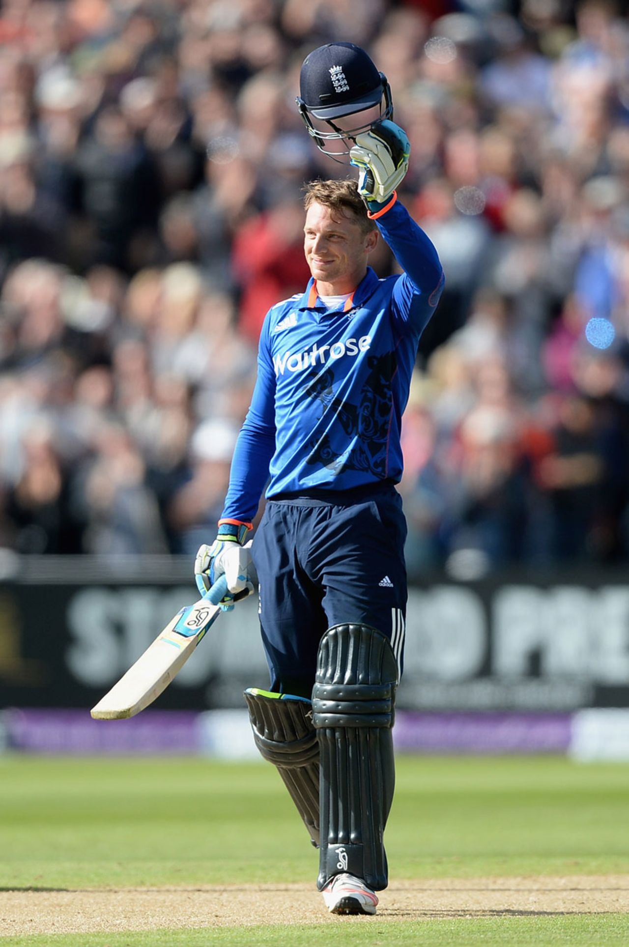 Jos Buttler takes the applause for his century, England v New Zealand, 1st ODI, Edgbaston, June 9, 2015