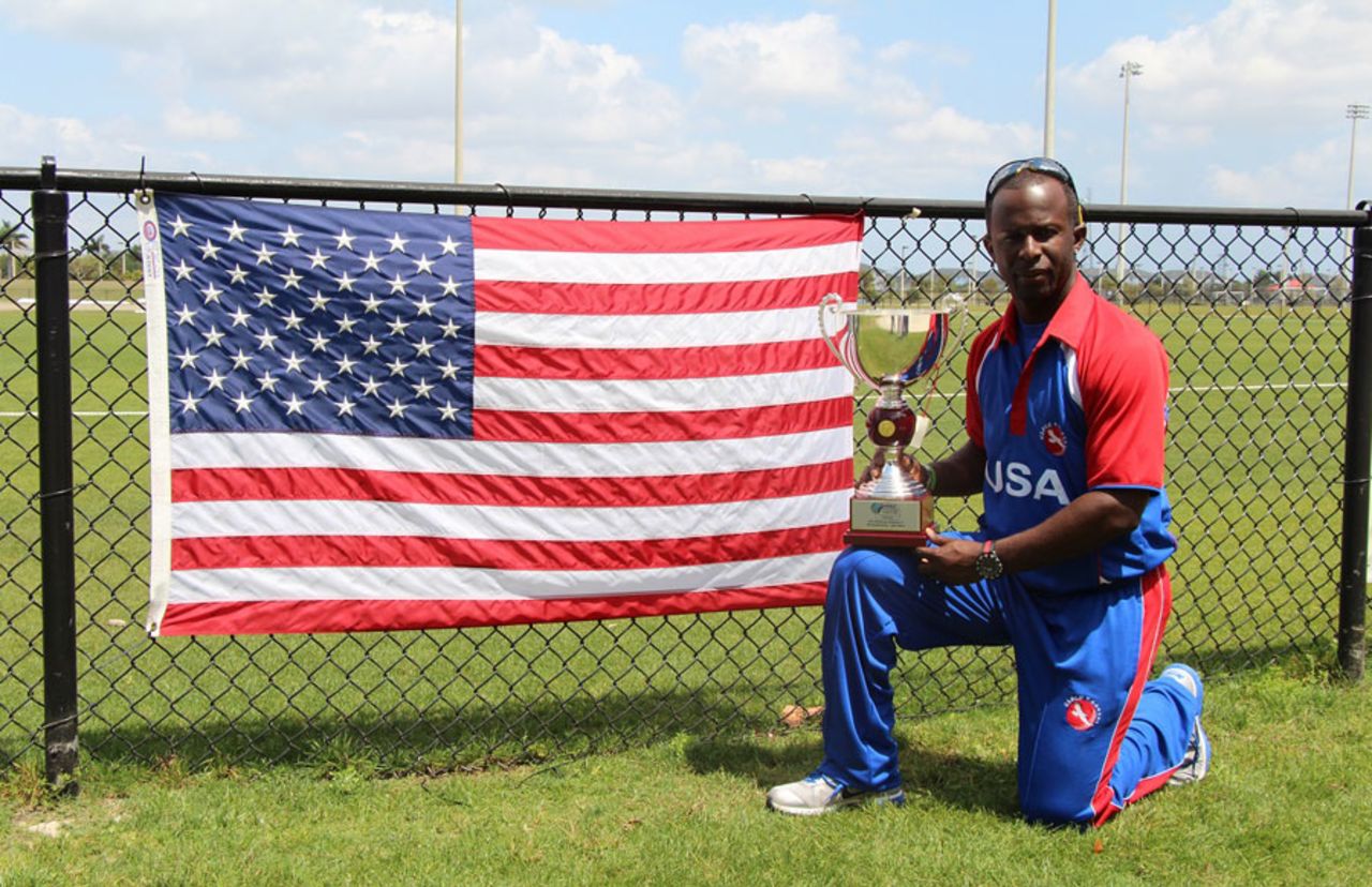 USA captain Orlando Baker with the championship trophy, United States of America v Cayman Islands, ICC Americas Division One Twenty20, March 24, 2013