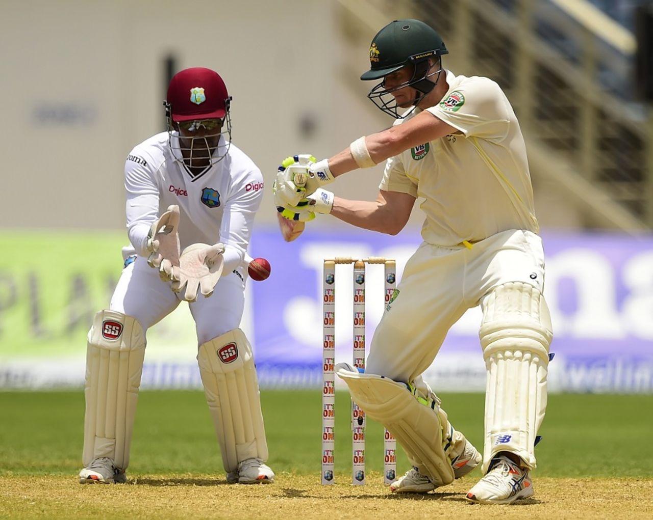 Steven Smith shapes to cut, West Indies v Australia, 2nd Test, 2nd day, Kingston, June 12, 2015