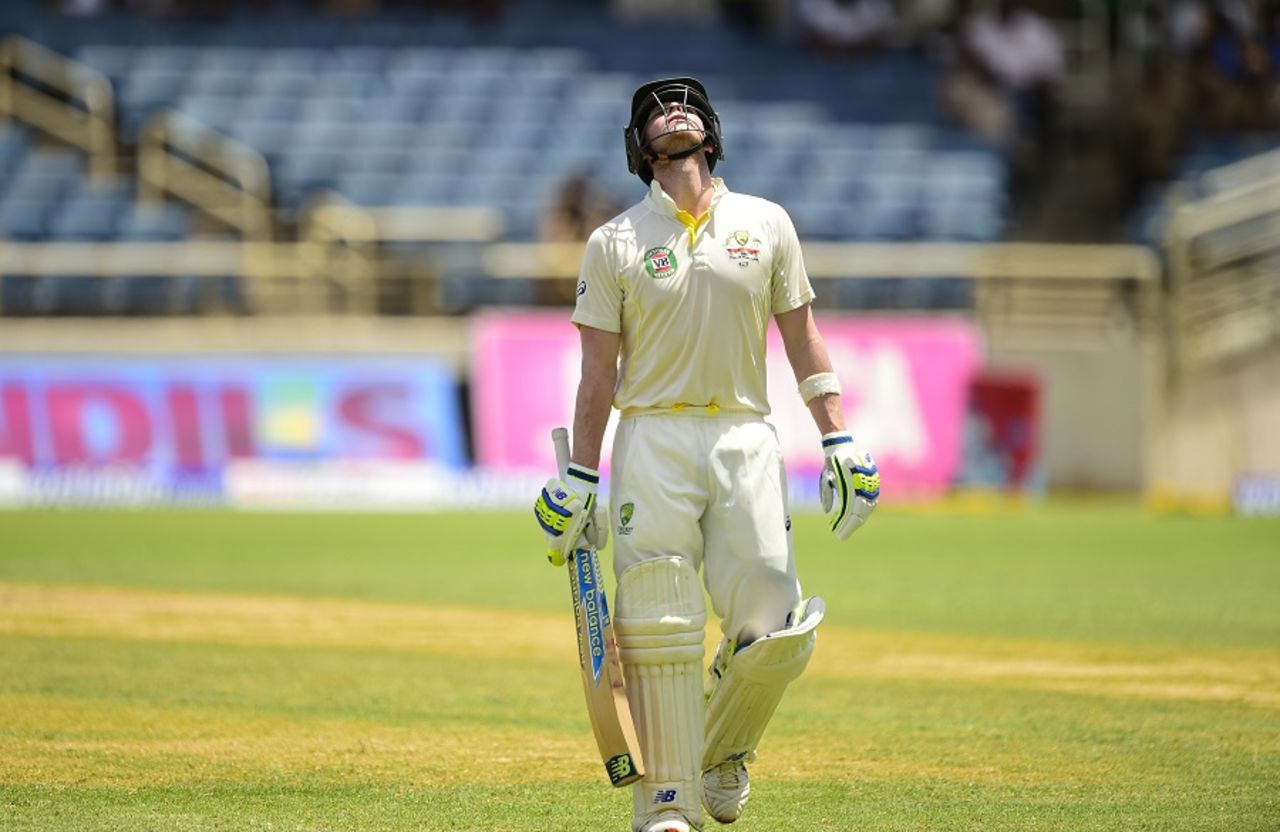 Steven Smith is crestfallen after being dismissed for 199, West Indies v Australia, 2nd Test, 2nd day, Kingston, June 12, 2015