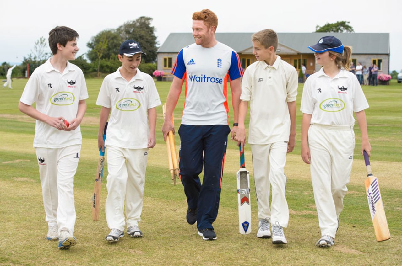 Jonny Bairstow attends a grassroots scheme at Whixley Cricket Club, Whixley, June 16, 2015
