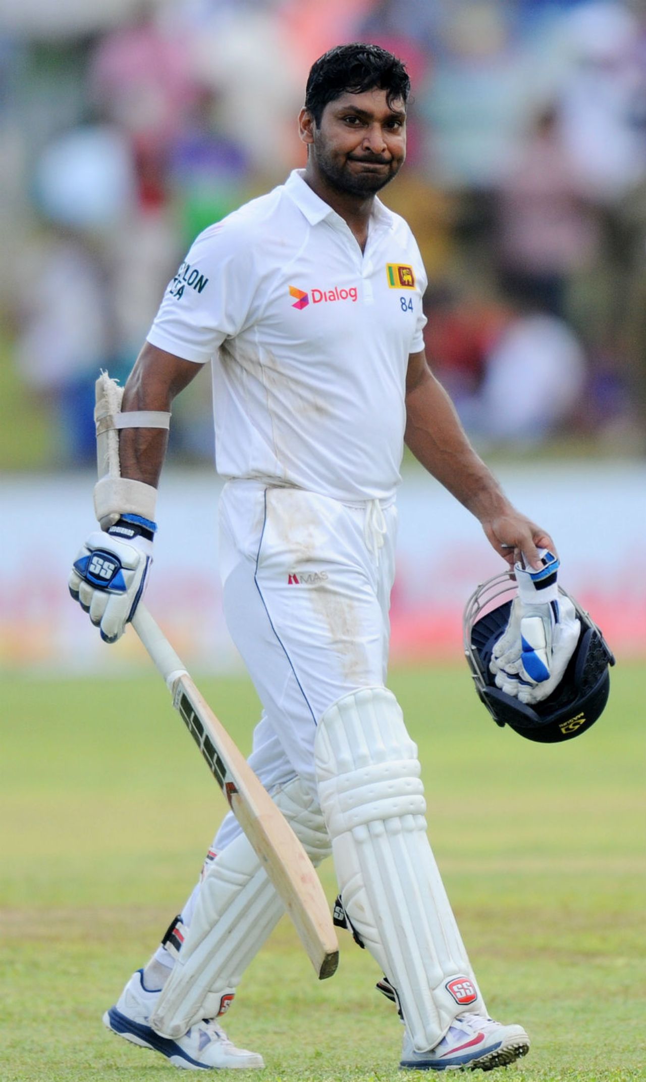 Kumar Sangakkara walks back after edging Wahab to slip, Sri Lanka v Pakistan, 1st Test, Galle, 2nd day, June 18, 2015