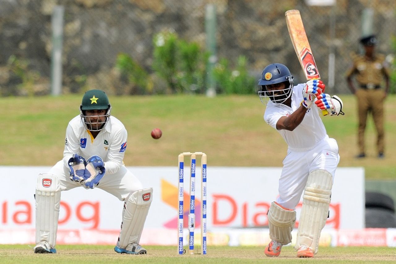 Kaushal Silva drives through the off side, Sri Lanka v Pakistan, 1st Test, Galle, 3rd day, June 18, 2015