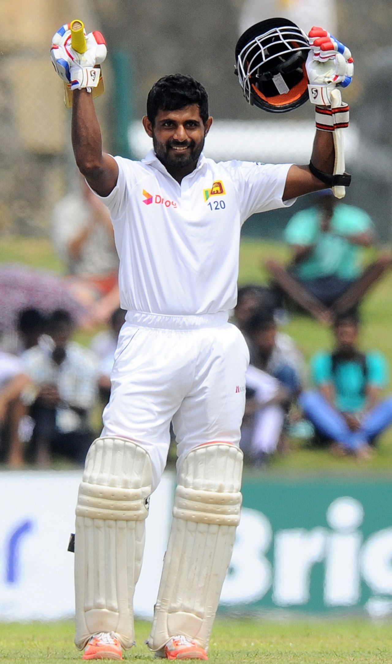 Kaushal Silva is delighted after bringing up his second Test century, Sri Lanka v Pakistan, 1st Test, Galle, 3rd day, June 19, 2015 