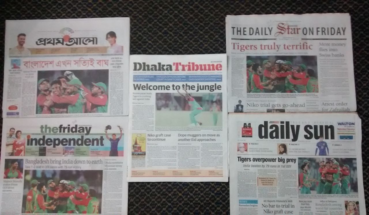 How the Bangladesh newspapers covered the result of the first ODI, Dhaka, June 19, 2015