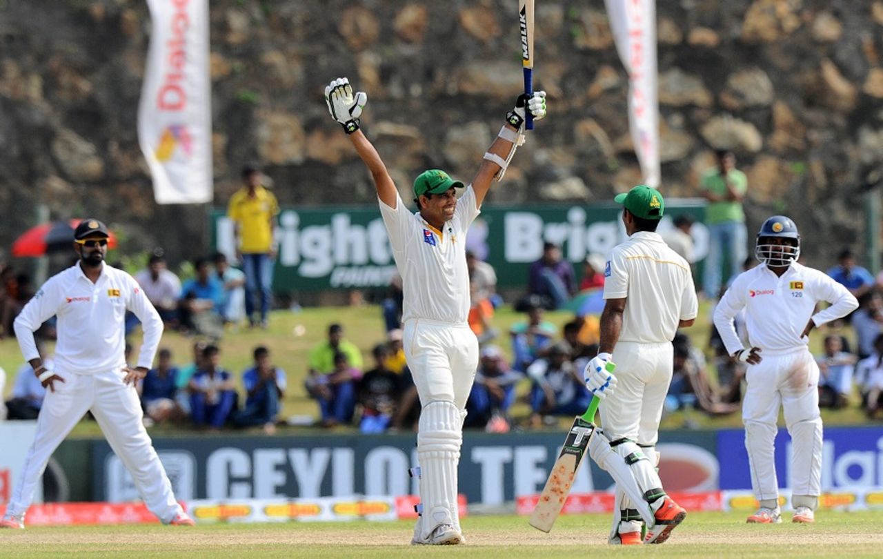 Zulfiqar Babar is elated after scoring his maiden Test fifty, Sri Lanka v Pakistan, 1st Test, Galle, 4th day, June 20, 2015