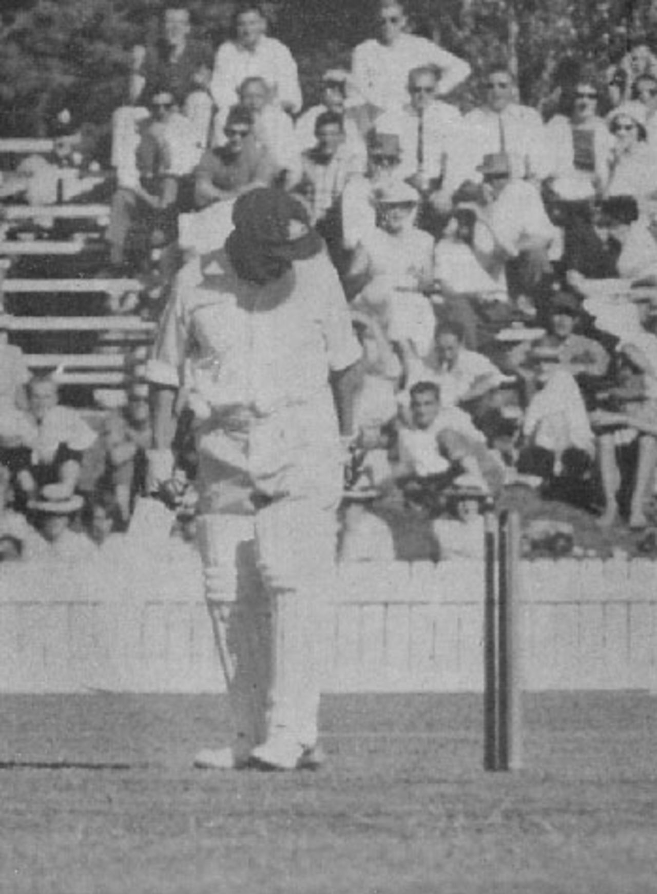 The Don's final innings ... bowled for 4 by Brian Statham, Australian PM's XI v MCC, Canberra, February 8 1962