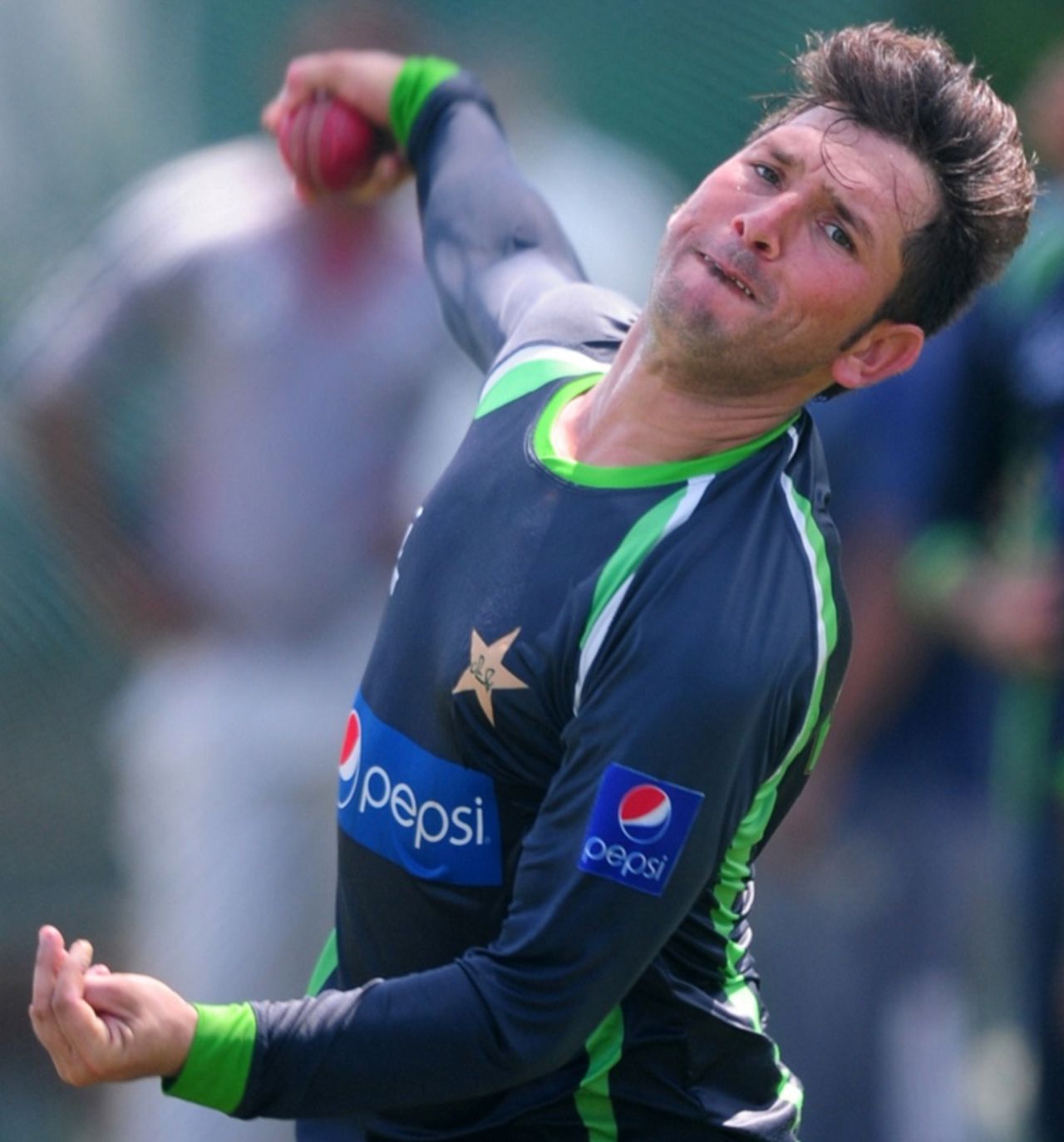Yasir Shah has a bowl in the nets, Colombo, June 23, 2015