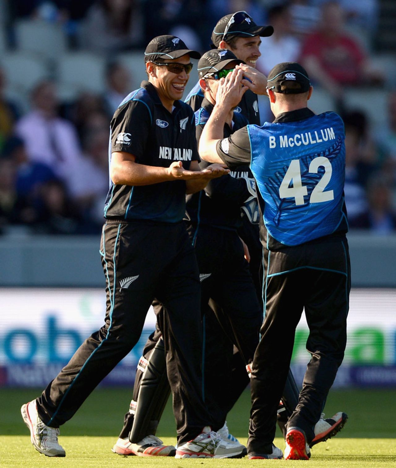 Ross Taylor took a well-judged catch to remove Eoin Morgan, England v New Zealand, only T20, Old Trafford, June 23, 2015