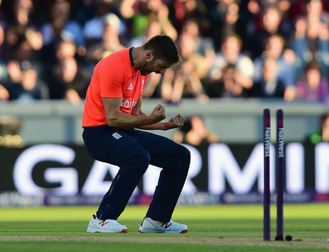 Mark Wood bowled Brendon McCullum, England v New Zealand, only T20, Old Trafford, June 23, 2015