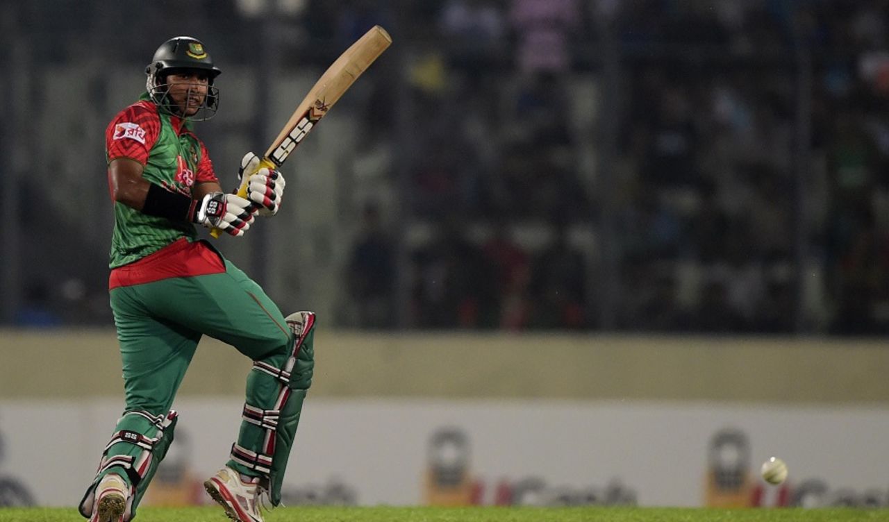 Soumya Sarkar works the ball through the leg side, Bangladesh v India, 3rd ODI, Mirpur, June 24, 2015