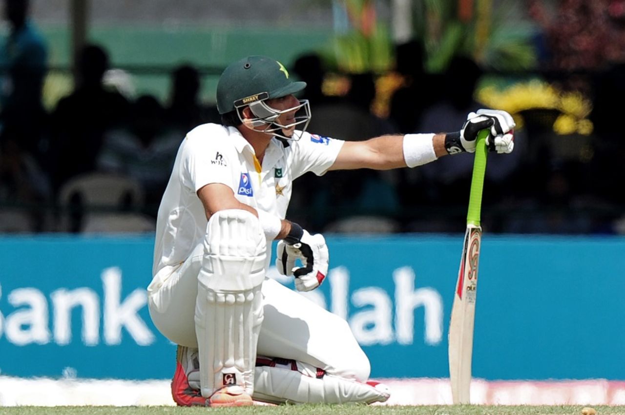 Misbah-ul-Haq is despondent after being run out, Sri Lanka v Pakistan, 2nd Test, Colombo, June 25, 2015