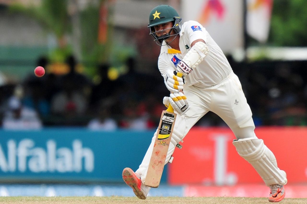 Azhar Ali plays the ball down the ground, Pakistan's innings, Sri Lanka v Pakistan, 2nd Test, Colombo, 3rd day, June 27, 2015