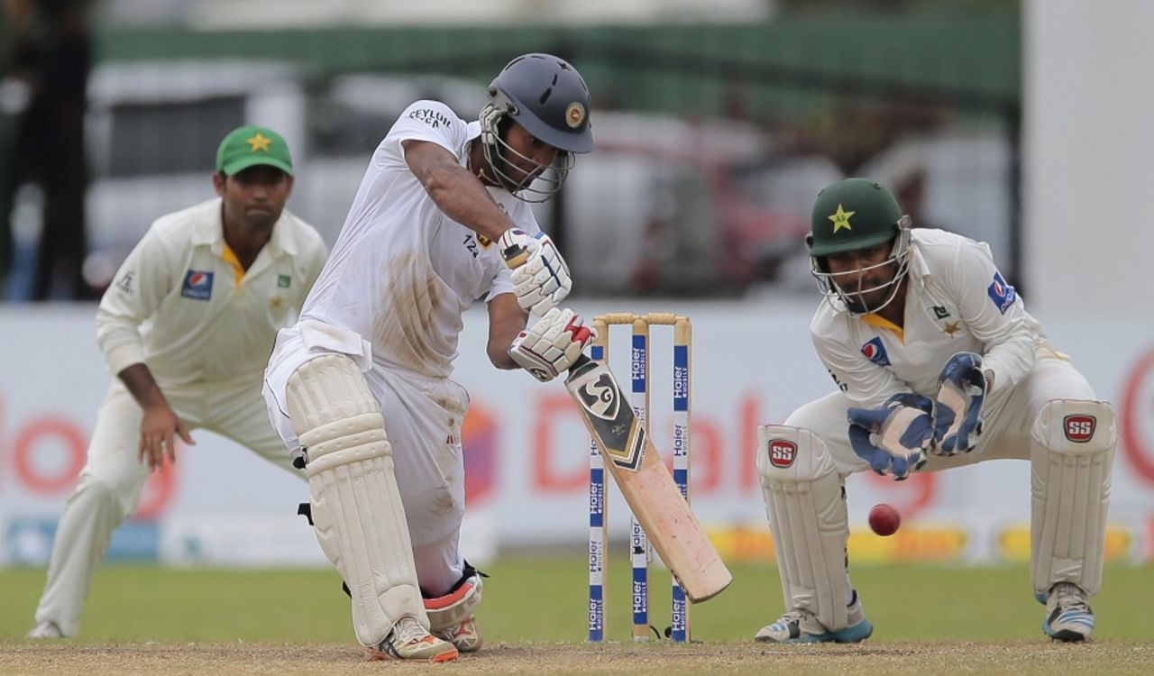 Dimuth Karunaratne steered Sri Lanka's chase, Sri Lanka v Pakistan, 2nd Test, Colombo, 5th day, June 29, 2015