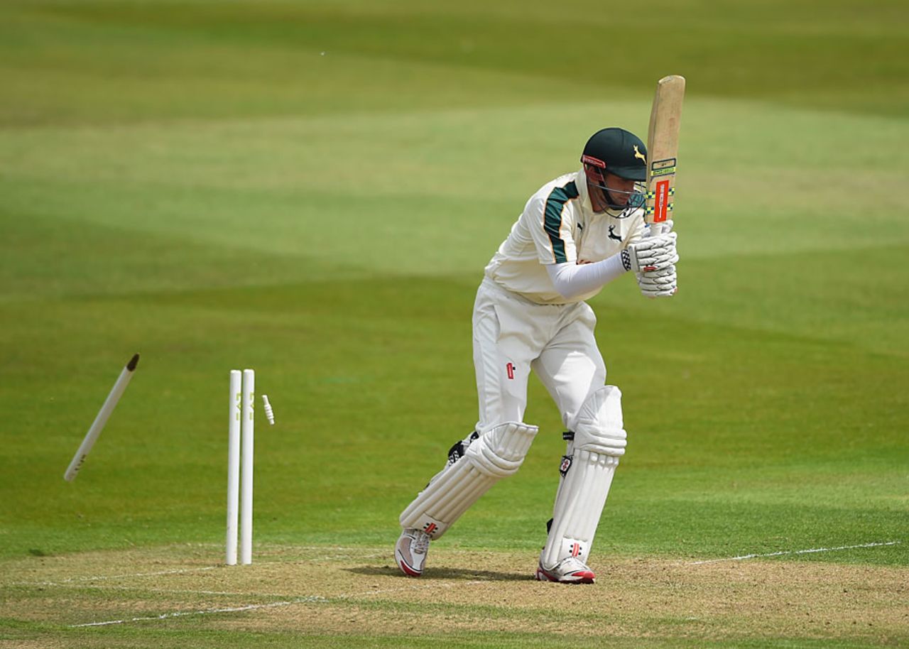 Alex Hales decided not to play a shot, Nottinghamshire v Worcestershire, County Championship, Division One, Trent Bridge, 1st day, June 29, 2015