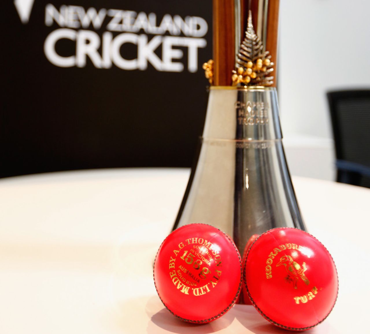 New Zealand Cricket unveils the new pink balls to be used in the Chappell-Hadlee Trophy, Auckland, June 30, 2015
