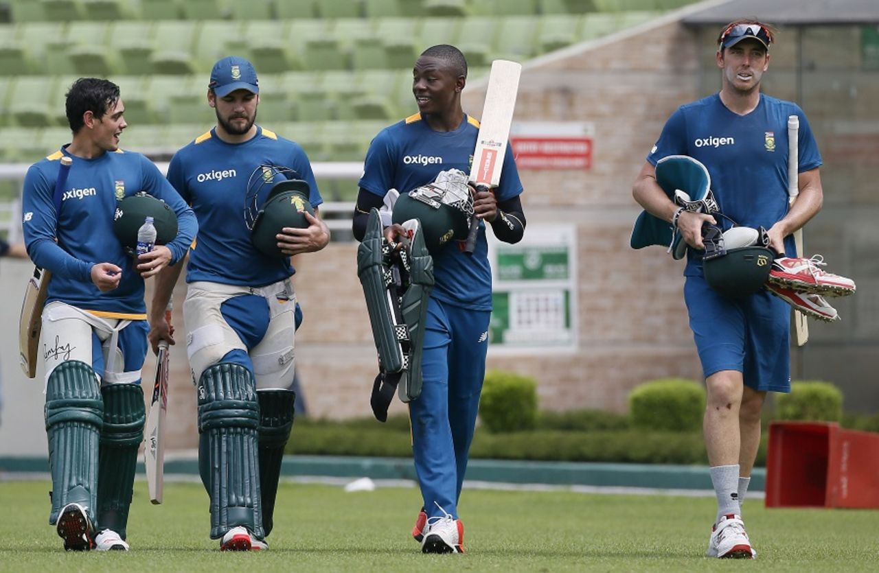 The South African players get ready for practice, Mirpur, July 2, 2015