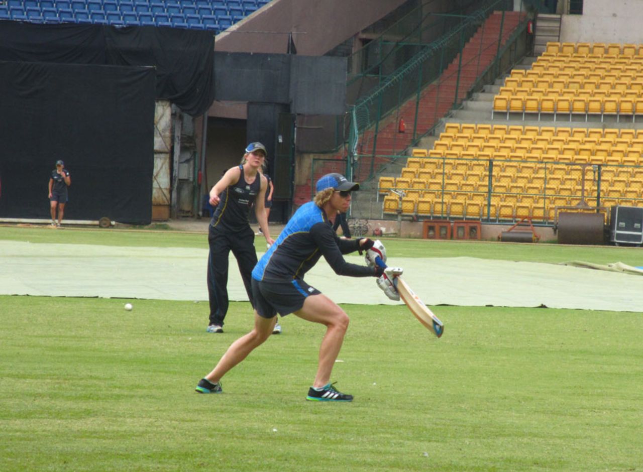 Coach Haidee Tiffen during a slip-catching drill, Bangalore, July 2, 2015