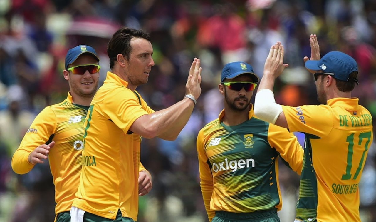 Kyle Abbott celebrates a wicket, BCB XI v South Africans, Fatullah, July 3, 2015