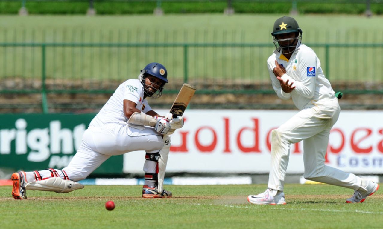 Dimuth Karunaratne struck his seventh Test half-century, Sri Lanka v Pakistan, 3rd Test, Pallekele, 1st day, July 3, 2015