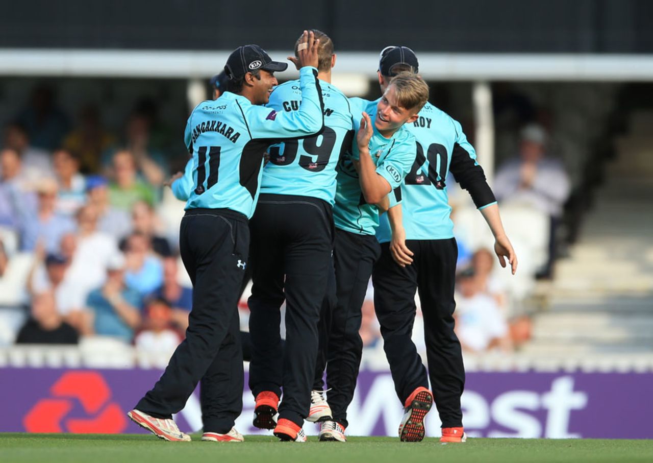 Sam Curran picked up the wicket of opener Paul Stirling, Surrey v Middlesex, NatWest T20 Blast, South Group, Kia Oval, July 3, 2015