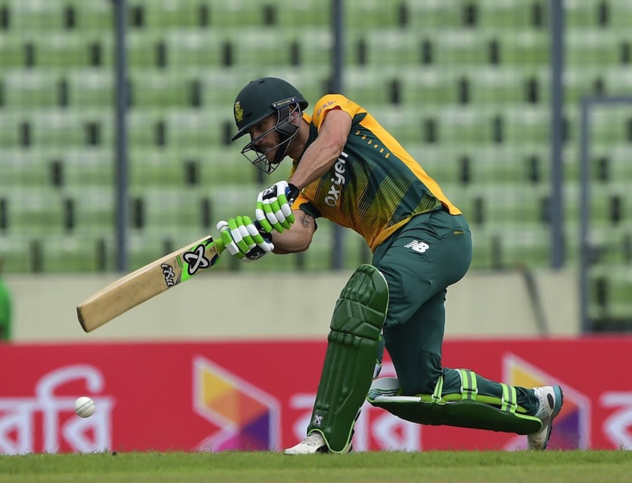 Faf du Plessis plays off the front foot, Bangladesh v South Africa, 1st T20 international, Mirpur, July 5, 2015