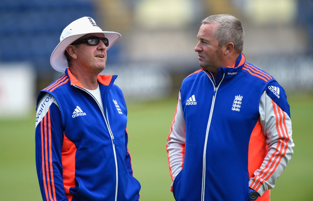 Trevor Bayliss and Paul Farbrace shoot the breeze, Cardiff, July 5, 2015