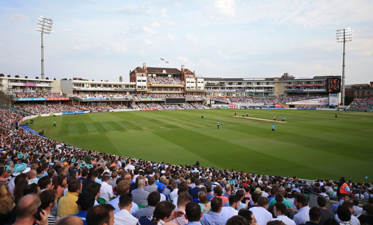 A capacity crowd at the Kia Oval for Surrey';s NatWest Blast derby against Middlesex