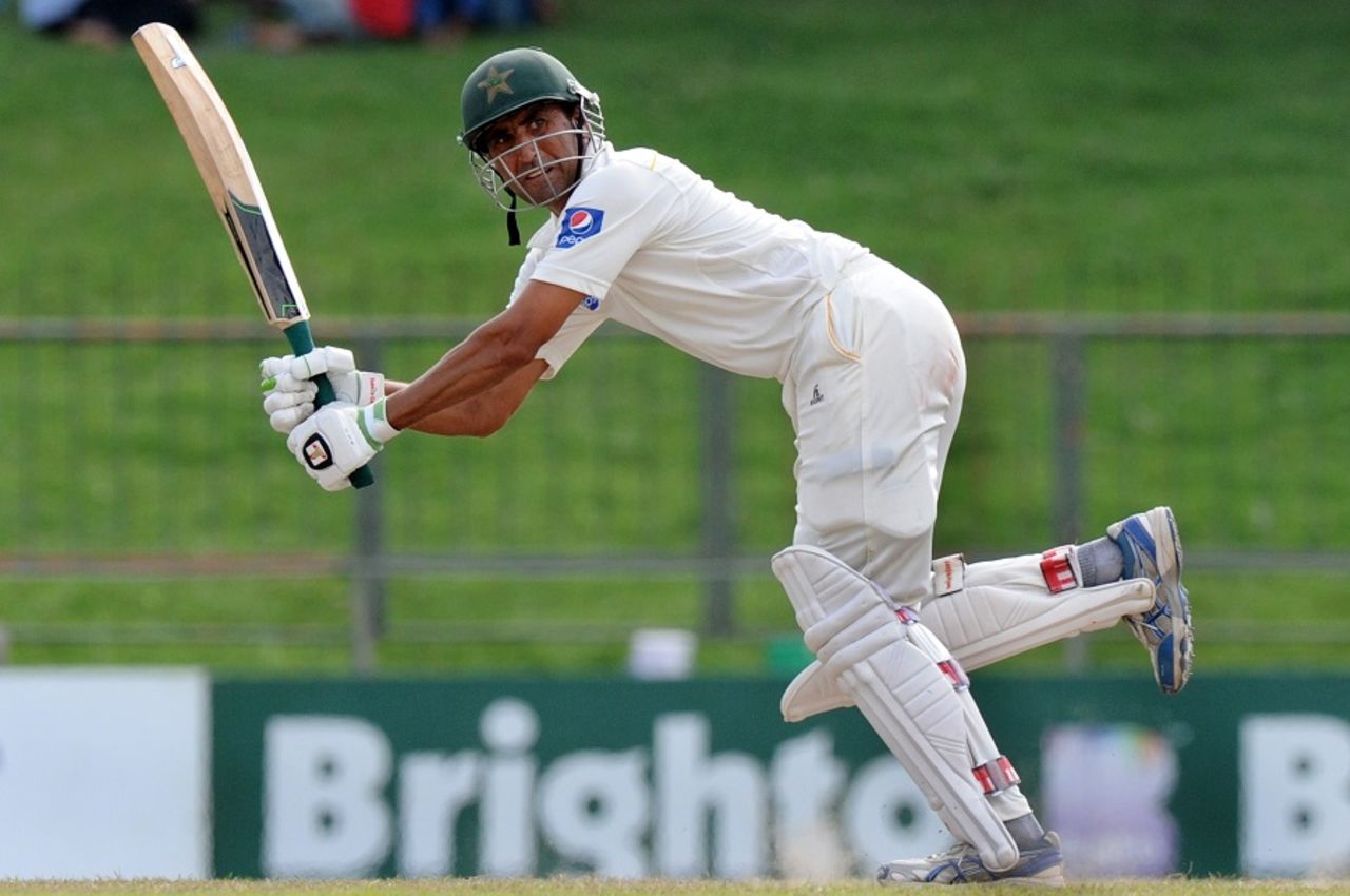 Younis Khan flays the ball through the leg side, Sri Lanka v Pakistan, 3rd Test, Pallekele, 4th day, July 6, 2015