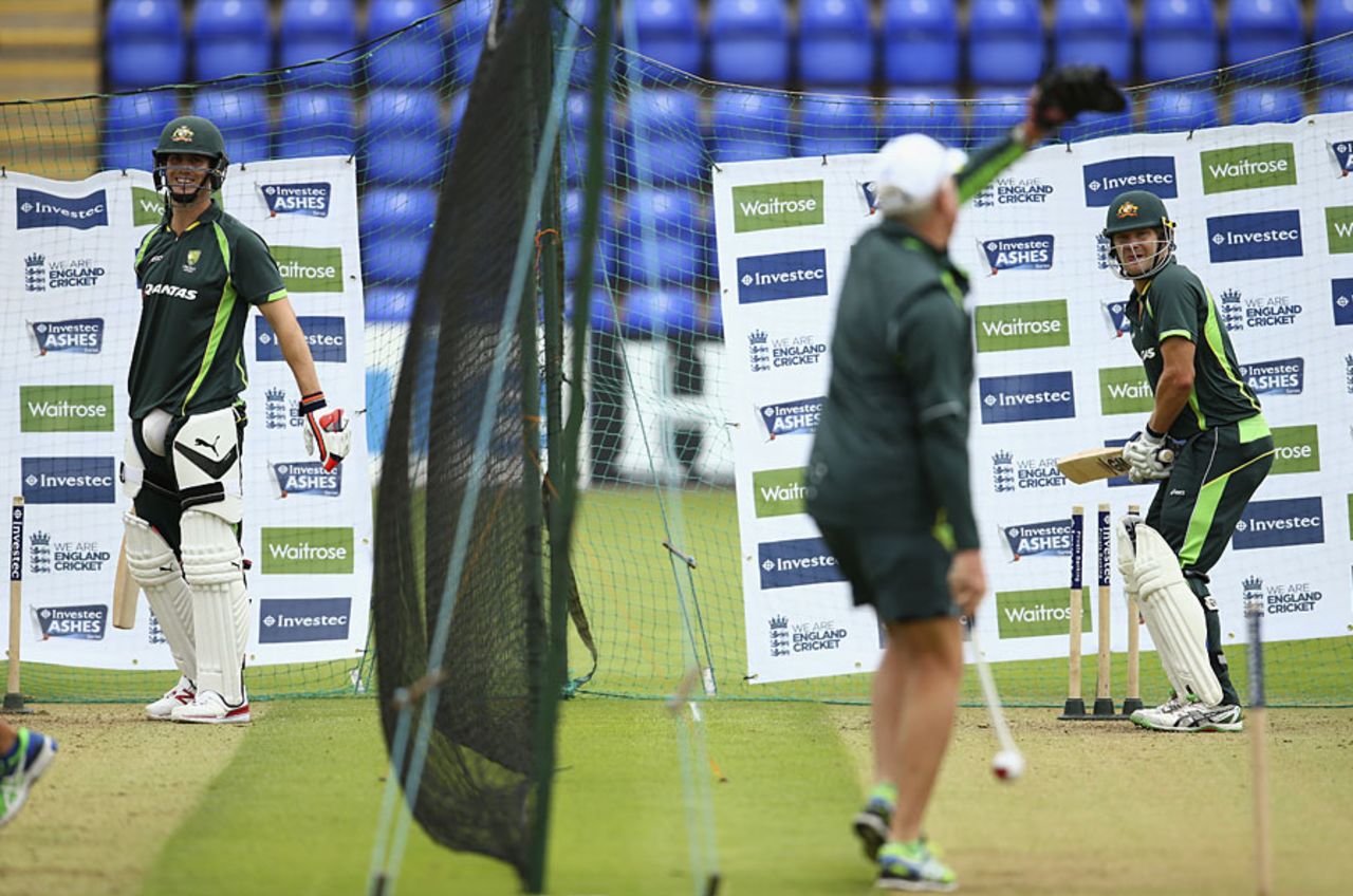 Side by side: Mitchell Marsh and Shane Watson net together, but who will get the nod?, Cardiff, July 6, 2015