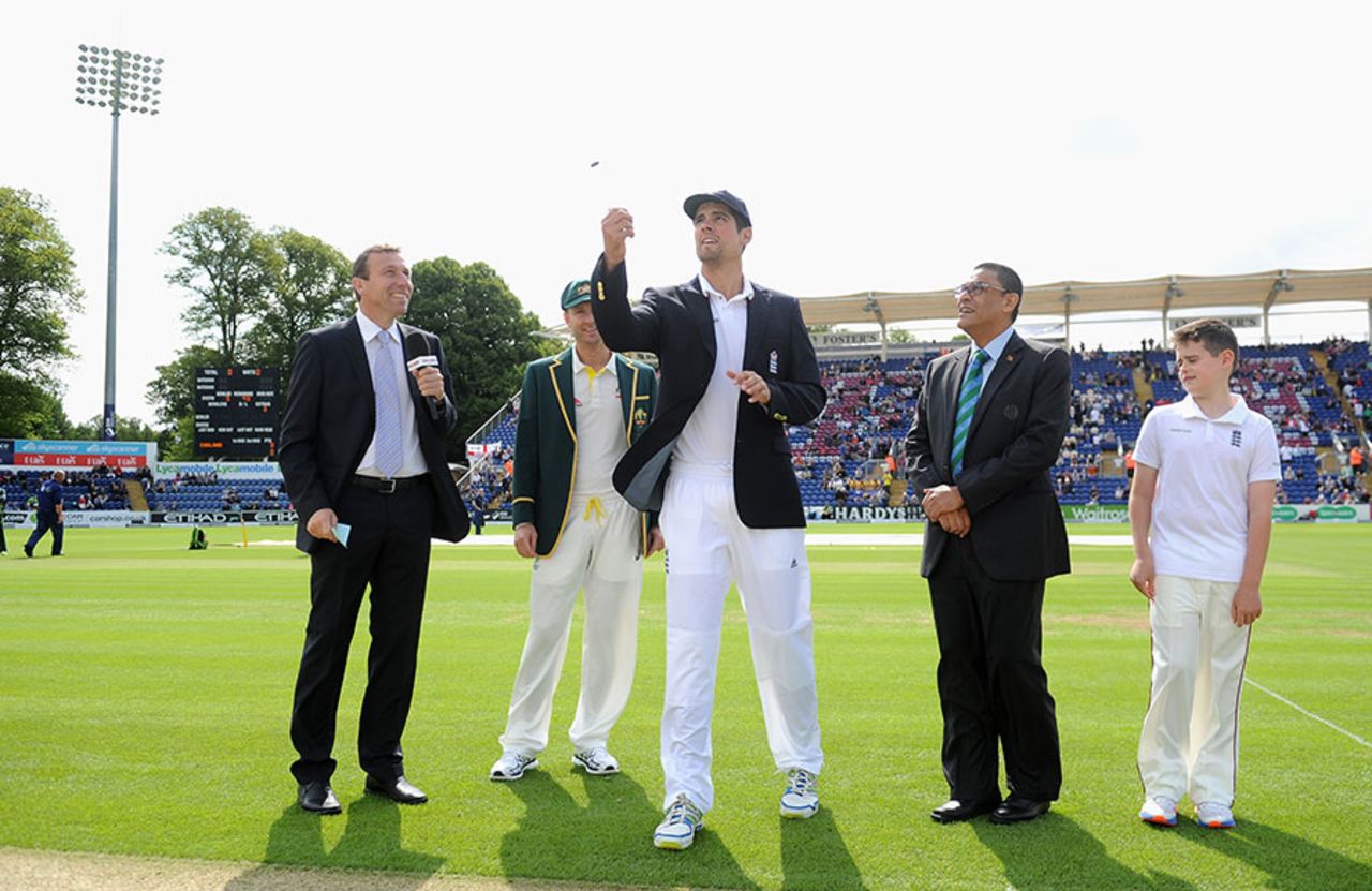 Alastair Cook won the toss and chose to bat, England v Australia, 1st Investec Ashes Test, Cardiff, 1st day, July 8, 2015