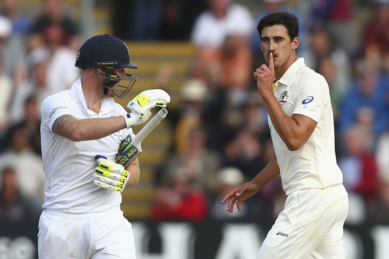Mitchell Starc gave Ben Stokes the silent treatment, England v Australia, 1st Investec Ashes Test, Cardiff, 1st day, July 8, 2015