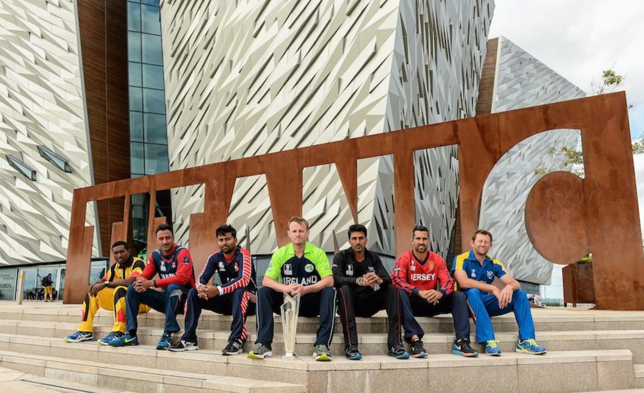 The Group A team captains at the Titanic Quarter, World T20 Qualifier, Belfast, July 8, 2015