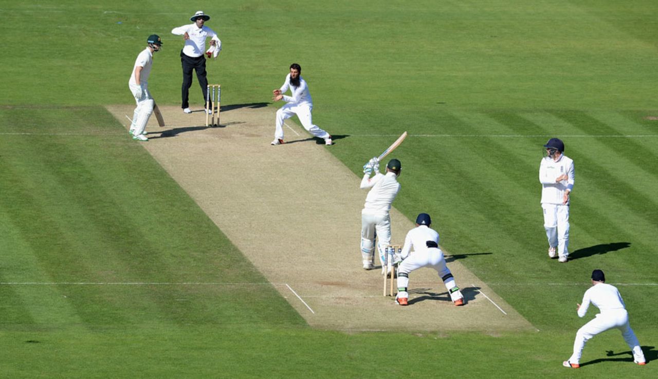 Australia captain Michael Clarke is caught and bowled by Moeen Ali, England v Australia, 1st Investec Ashes Test, Cardiff, 2nd day, July 9, 2015