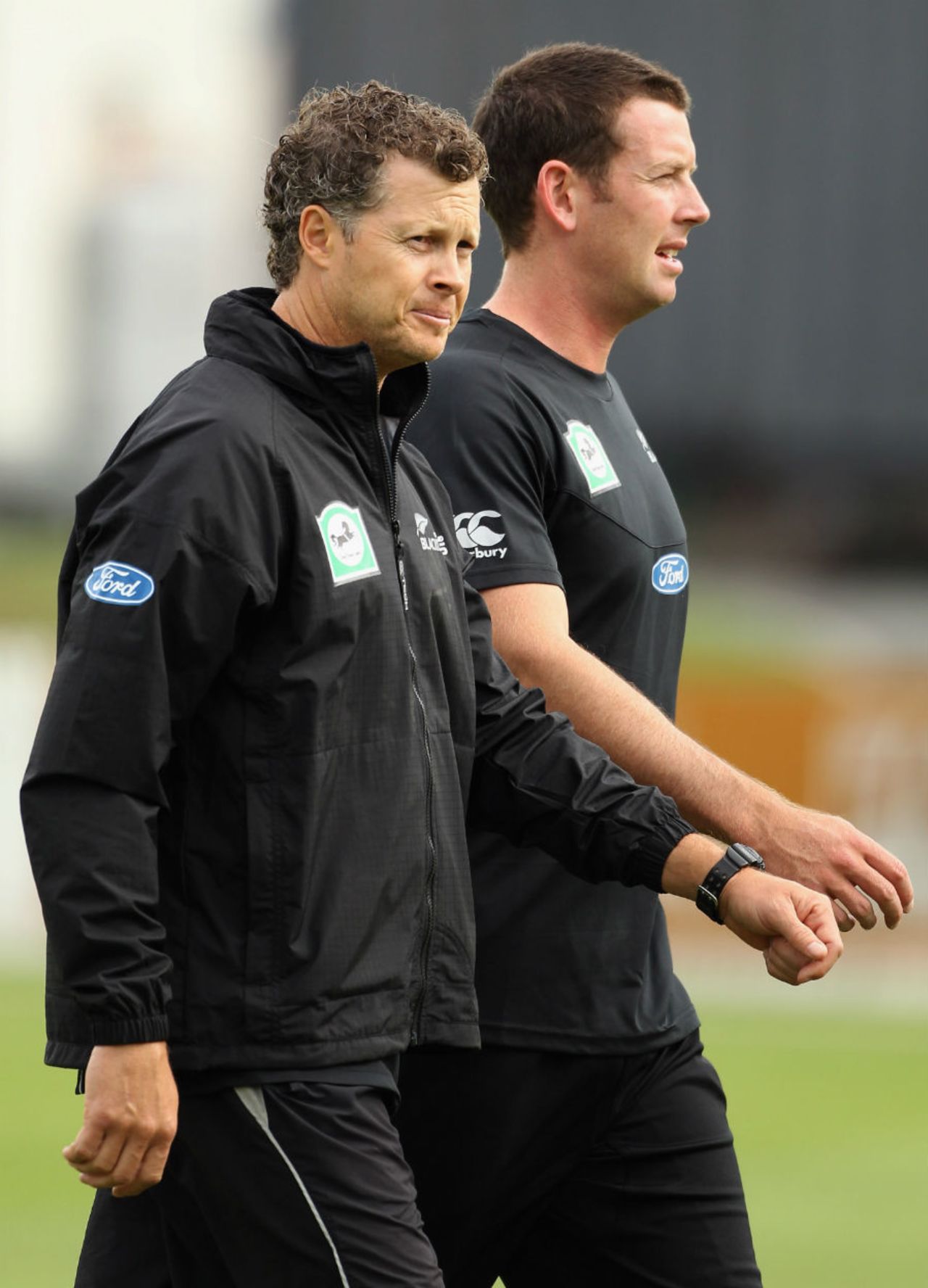 New Zealand spin-bowling coach Paul Wiseman with Ian Butler, Hamilton, December 28, 2010