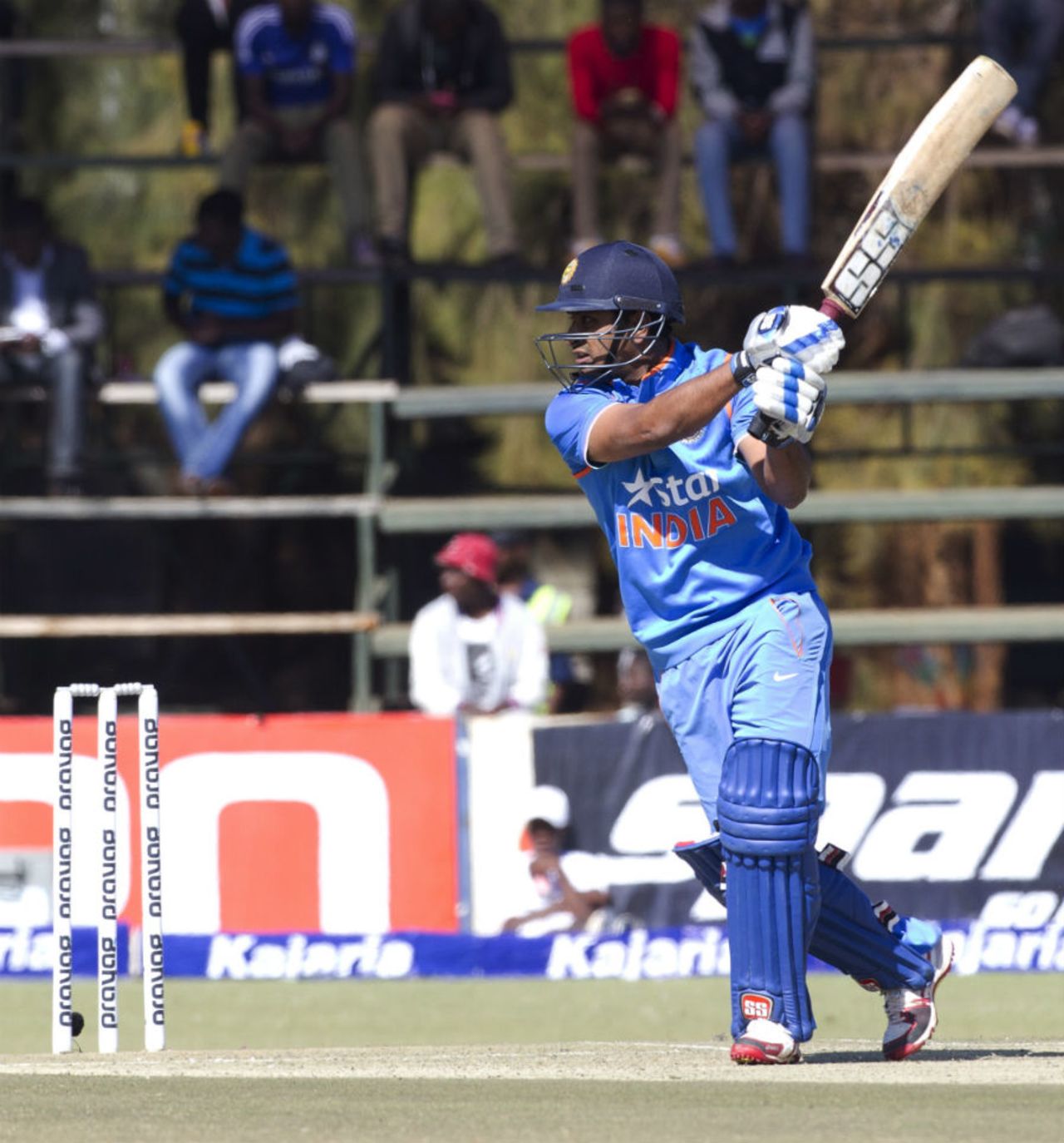 Ambati Rayudu hits through the off side, Zimbabwe v India, 1st ODI, Harare, July 10, 2015