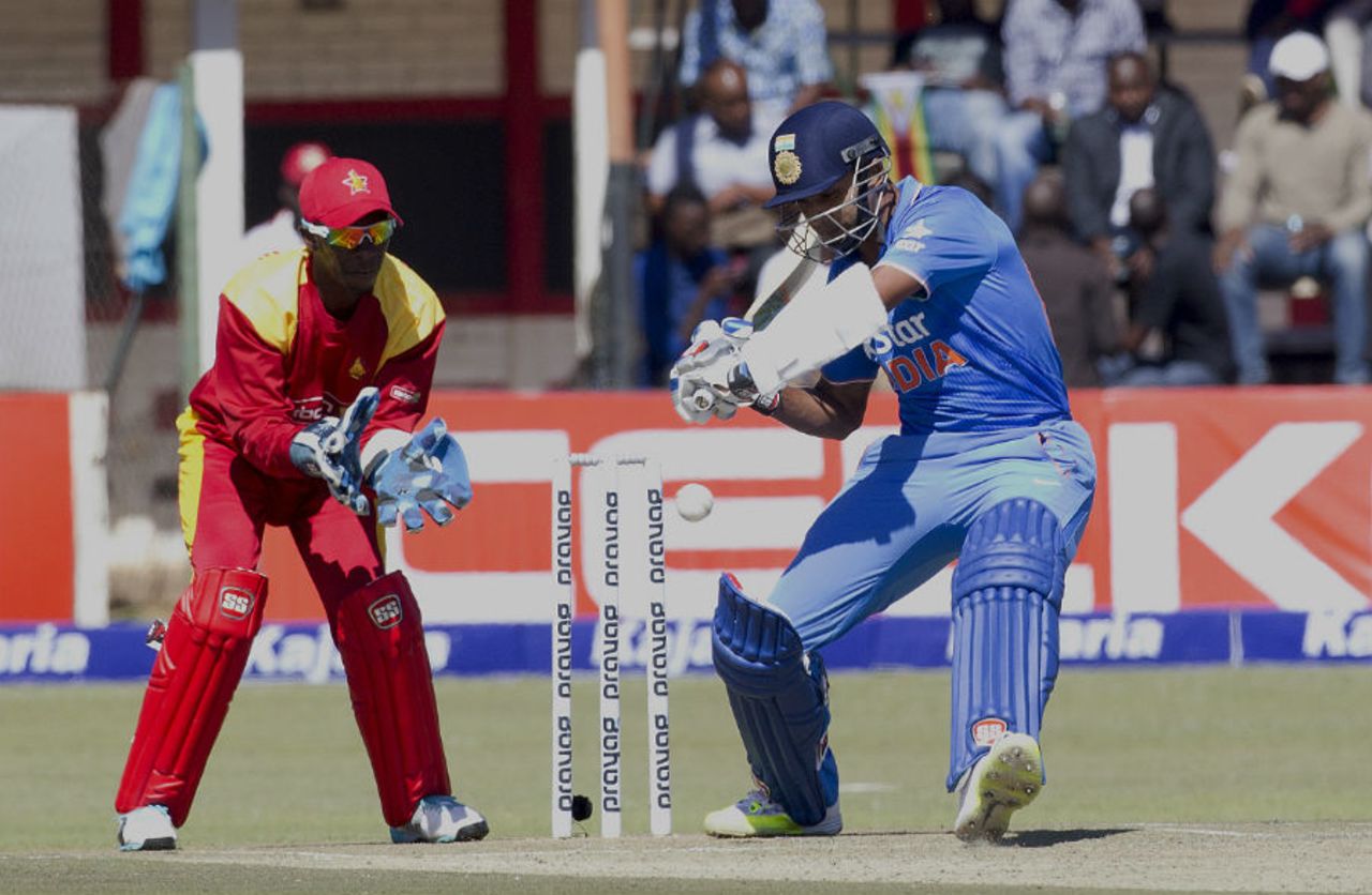Stuart Binny lines up a cut shot, Zimbabwe v India, 1st ODI, Harare, July 10, 2015