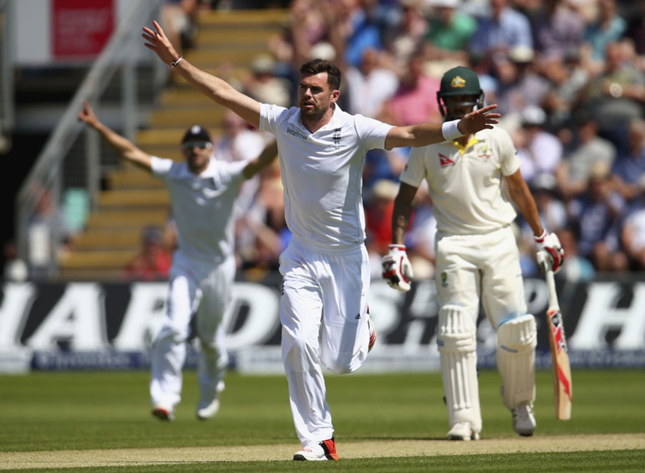 James Anderson removed Brad Haddin with the second new ball, England v Australia, 1st Investec Ashes Test, Cardiff, 3rd day, July 10, 2015