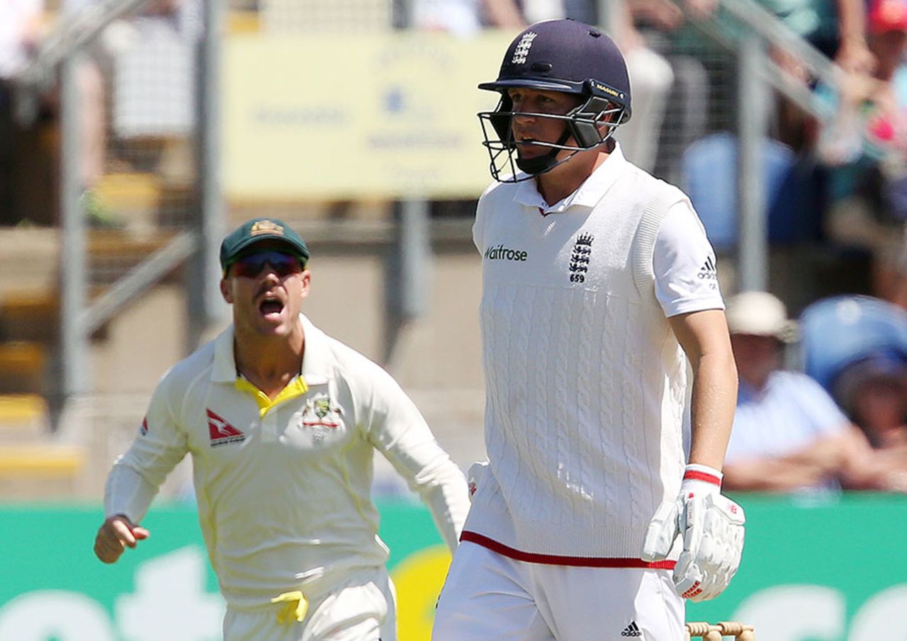 David Warner gets in Gary Ballance's face after his dismissal soon after lunch, England v Australia, 1st Investec Ashes Test, Cardiff, 3rd day, July 10, 2015