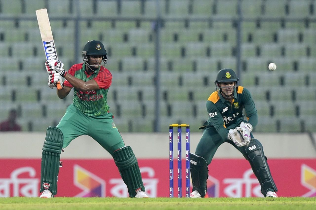 Shakib Al Hasan executes the cut, Bangladesh v South Africa, 1st ODI, Mirpur, July 10, 2015