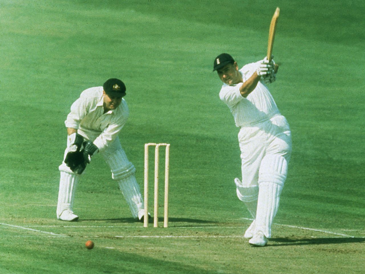 Colin Cowdrey drives, England v Australia, 5th Test, The Oval, 1st day, August 22, 1968  
