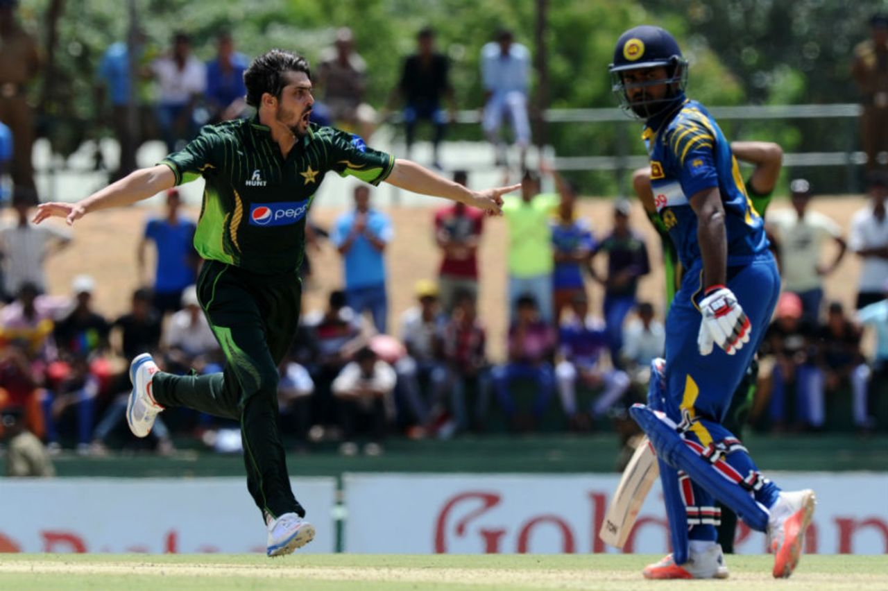 Anwar Ali exults after dismissing Lahiru Thirimanne, Sri Lanka v Pakistan, 1st ODI, Dambulla, July 11, 2015
