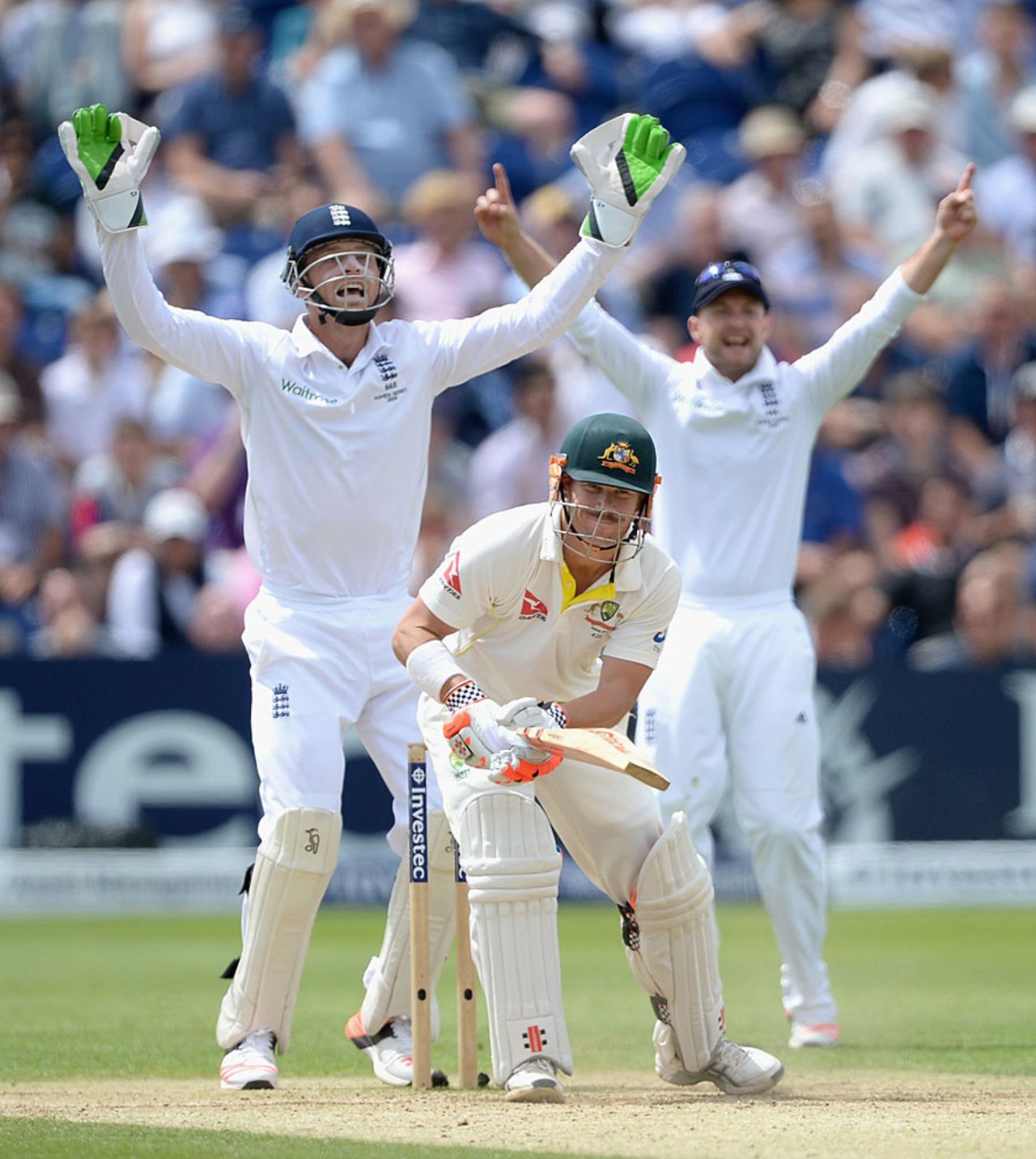 David Warner falls lbw to Moeen Ali for 52, England v Australia, 1st Investec Ashes Test, Cardiff, 4th day, July 11, 2015