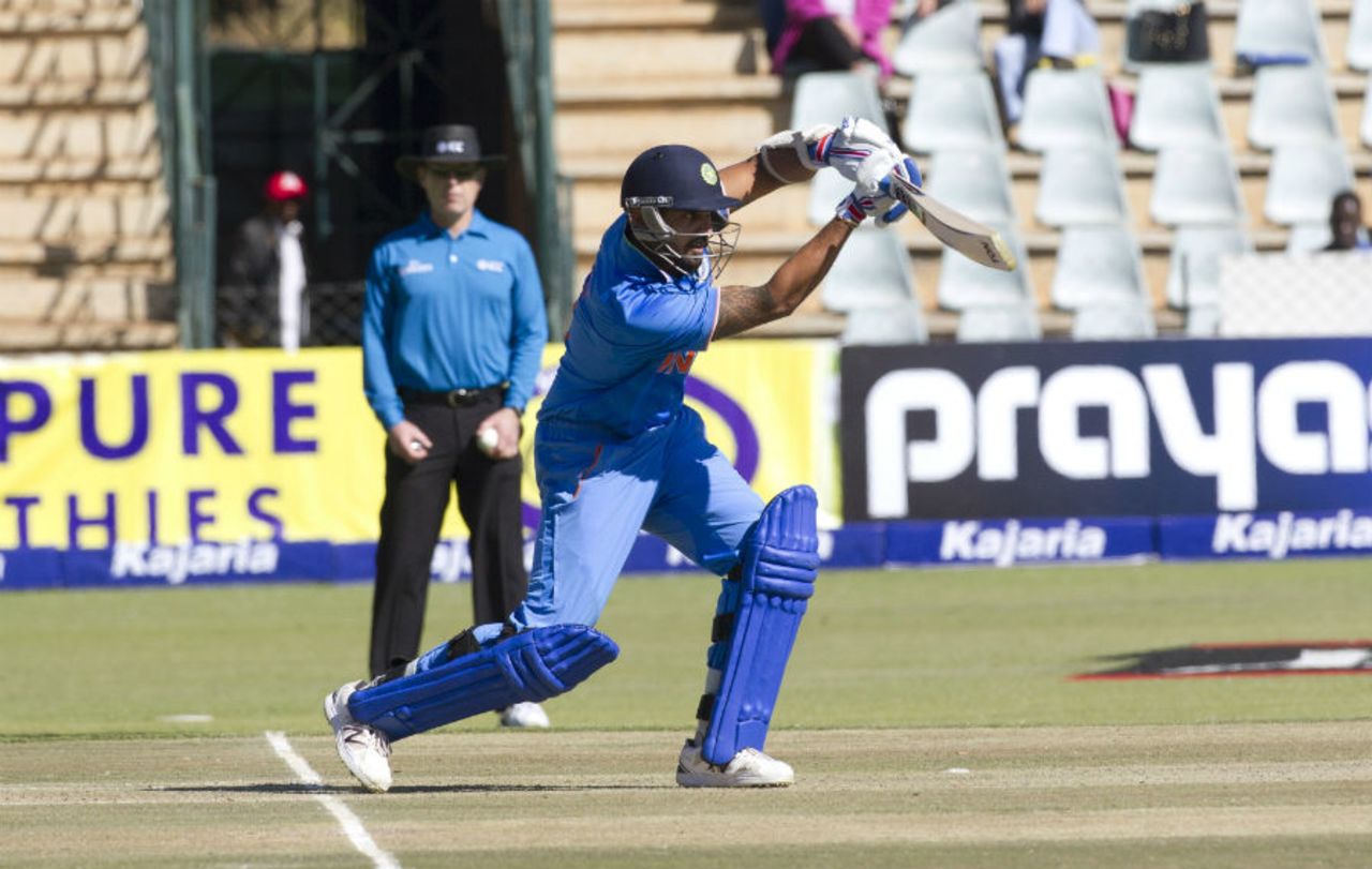 Picture perfect: M Vijay drives through cover, Zimbabwe v India, 2nd ODI, Harare, July 12, 2015