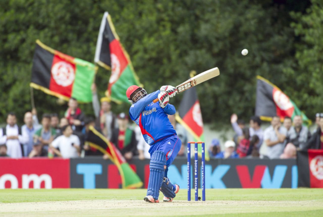 Mohammad Shahzad struck seven sixes and five fours in his 36-ball 75, Scotland v Afghanistan, World T20 Qualifier, Group B,  Edinburgh, July 12, 2015