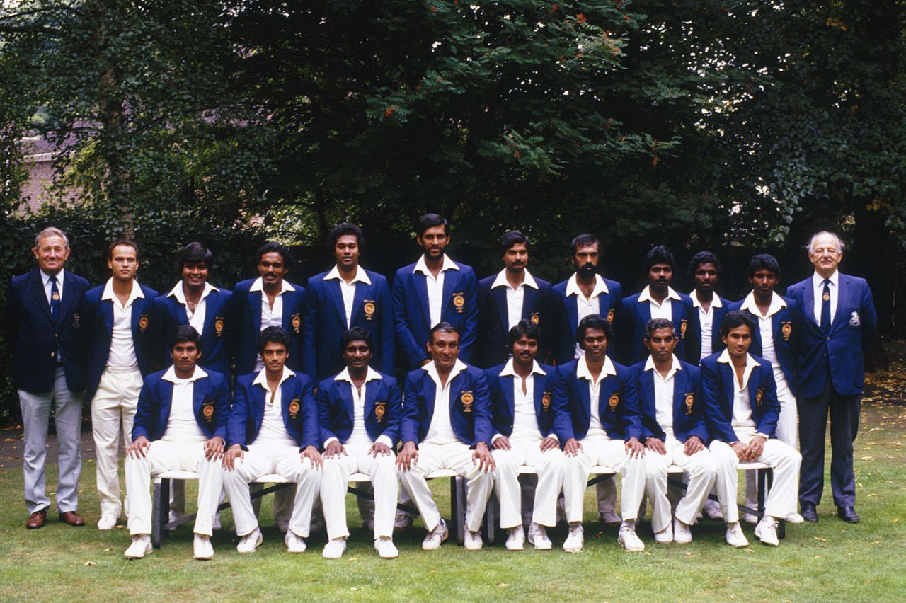 The Sri Lankan team poses before its first ever Test in England, Lord's, August 1984