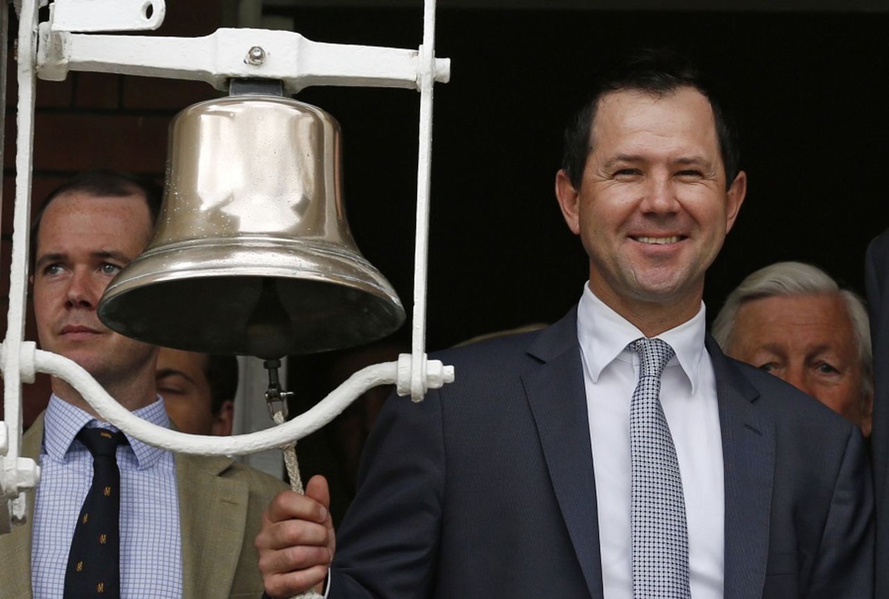A beaming Ricky Ponting rings the five-minute bell, England v Australia, 2nd Investec Ashes Test, Lord's, 1st day, July 16, 2015