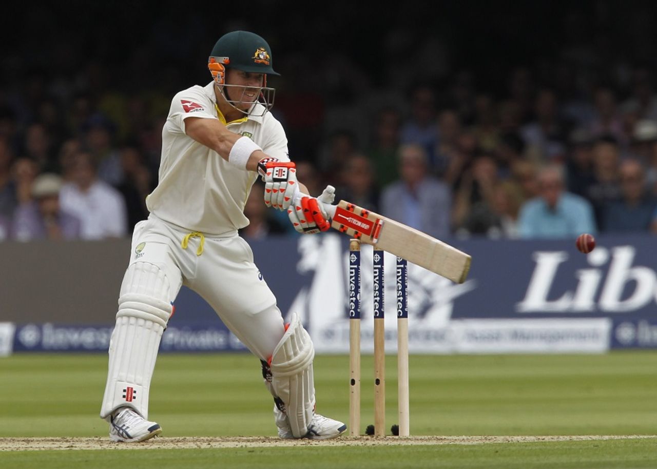 David Warner lashes a cut,  England v Australia, 2nd Investec Ashes Test, Lord's, 1st day, July 16, 2015