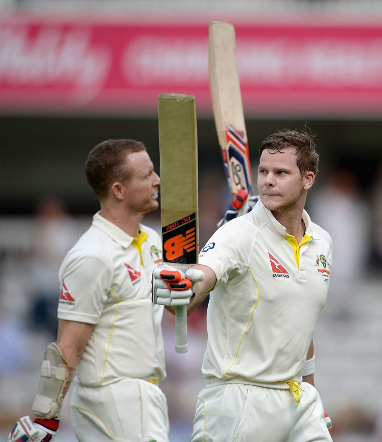 Chris Rogers and Steven Smith take in the applause as they leave the field unbeaten, England v Australia, 2nd Investec Ashes Test, Lord's, 1st day, July 16, 2015